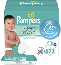 Pampers Baby Wipes Aqua Pure, 99 Water-Based Wipes, Hypoallergenic and Unscente