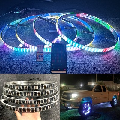 17.5'' Dream Color Chasing Triple Row LED Wheel Lights For Truck Tire Rim Lights