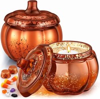 TeelichtgläSer 2 StüCk Gold KüRbis Kerzenhalter Glas Deko FüR Zuhause