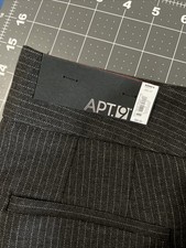 APT 9 Women s Pants Size 12 Petite Dark Gray / Pin Stripe Modern Fit - New