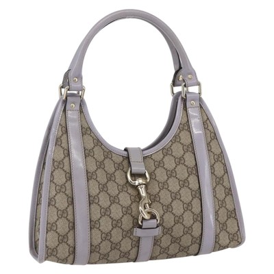 GUCCI GG Supreme Hand Bag PVC Beige Gold 203495 Auth 159773