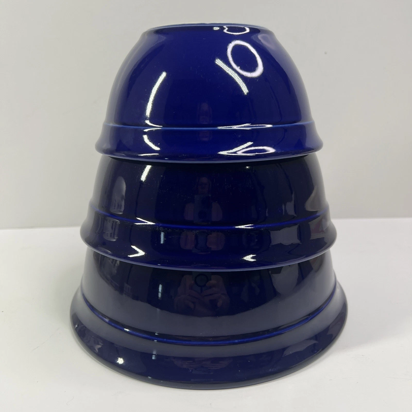 McCoy Pottery Nesting Mixing Bowls Cobalt Blue USA #106 #107 #108 6” 7” 8” MCM