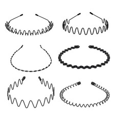 6Pcs Metal Hair Headband Wave Hoop Band Non Slip Sports Hairband Men Women