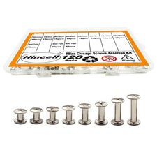 120sets Chicago Screws Kit, 8 Sizes Screw Rivets Silver Chicago Binding Screw...