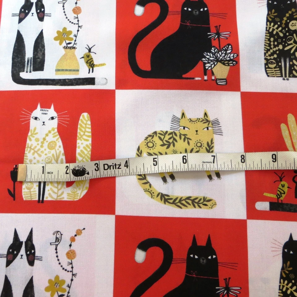 Quintal ~ Cosmo Cats Red Patchwork por Benartex ~ $3.99 Envio QUALQUER Quantidade de Tecido - Imagem 4 de 4