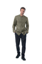 Herren Kochhemd Kochjacke 12/1381 Leiber langarm oliv