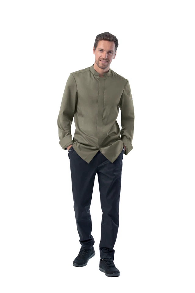 Herren Kochhemd Kochjacke 12/1381 Leiber langarm oliv
