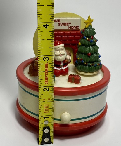 Vtg Christmas Music Box On Off Pulley “Jingle Bells” Spinning Tree Santa Dog - Picture 9 of 9