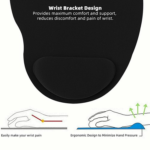 Anti Slip Foam Mouse Pad with comfortable wrist Rest Support for PC Laptop Mac - Picture 3 of 17