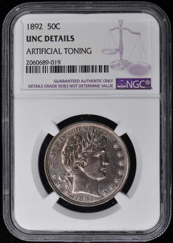1892 Barber Half Dollar 50C NGC UNC Details