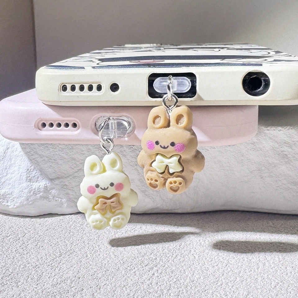 2pcs Dust Plug Cap Cute Cartoon Bear Couple Phone Anti-Dust Decoration Set Gift - Bild 2 von 4