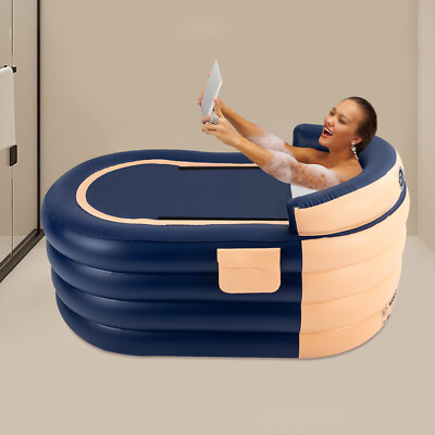 Inflatable Portable Bathtub with Shower Cover for Relaxation and Spa Use