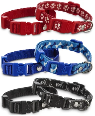 BOND & CO. 2 Pack Dog Collars - XS/S Adj. - Blue or Black - Nylon - Bond Co - NWT