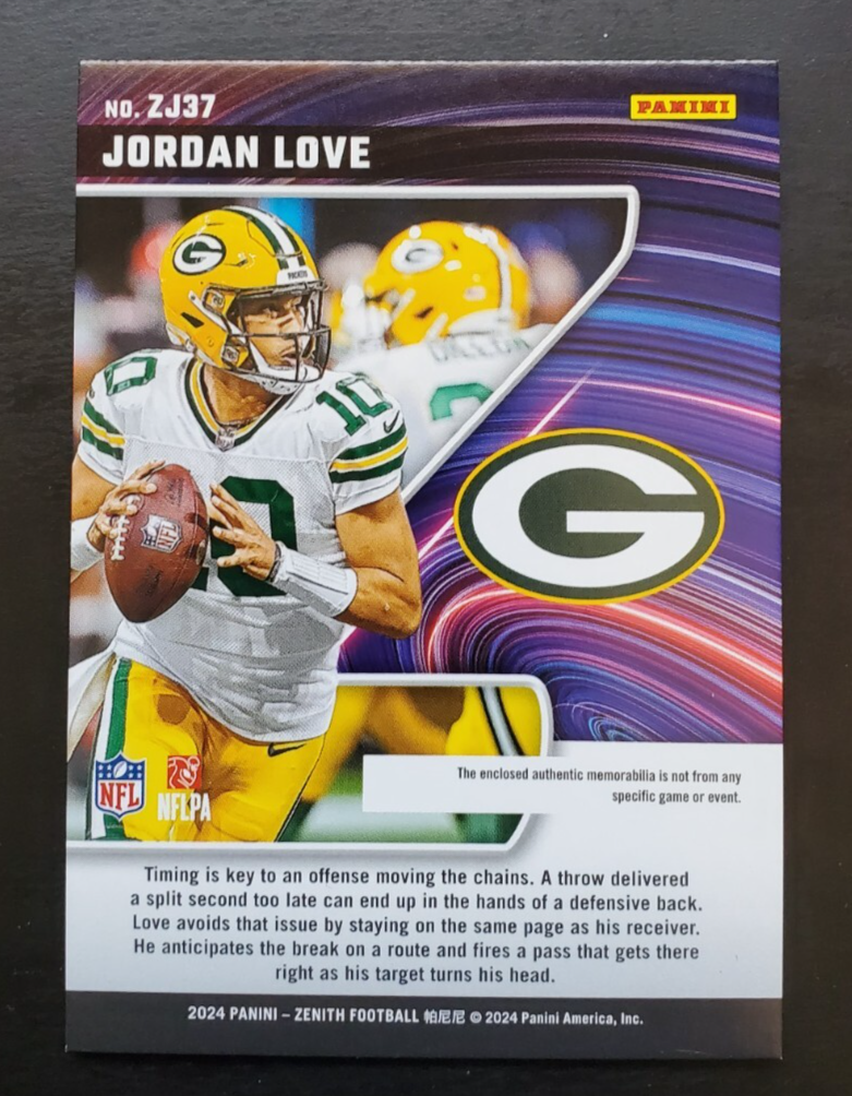 2024 Panini Zenith Jordan Love Z-Jersey Patch #ZJ37 Green Bay