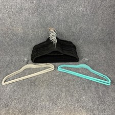 Lot of 42 Assorted Black, Gray Teal Velvet Felt Non-Slip Clothes Hangers