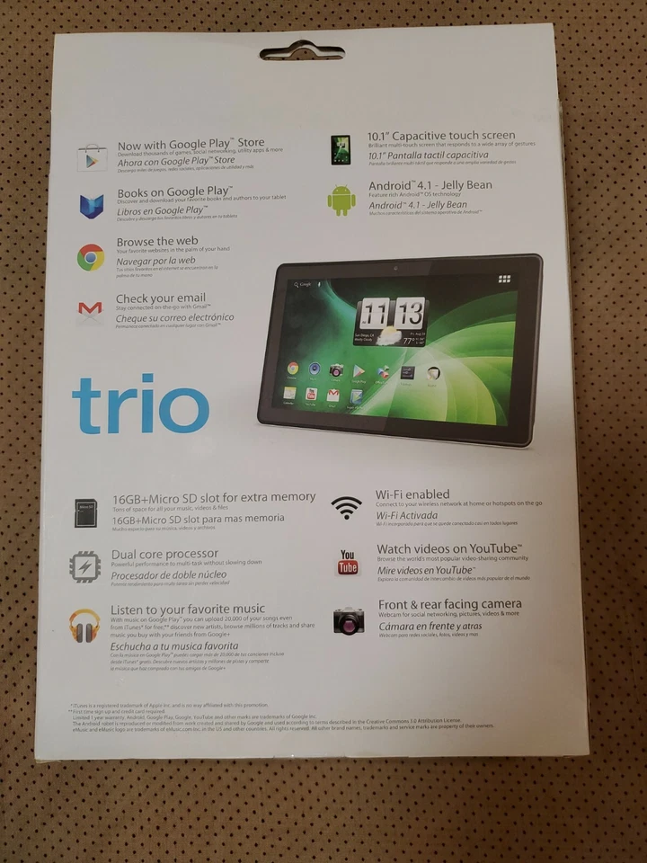 Trio Stealth 10.1 inch Dural Core Tablet 16GB/ WiFi / FT-R cam /Android 4.1 NEW - Image 4 of 4