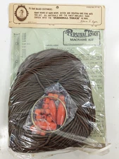 Vtg Personal Touch Macrame 60 Long Plant Hanger Kit 101-B  Brown Beaded Beginner