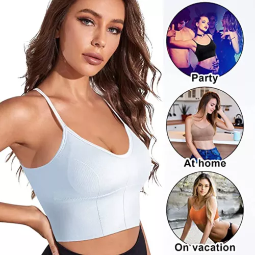 Women Strappy Sport Yoga Low U-Back Bralette Padded Bra Crop Top Cami Vest Tank - Bild 10 von 43