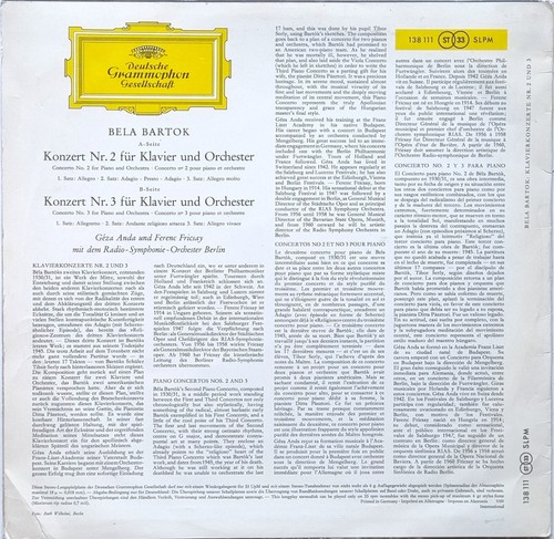 Ferenc Fricsay, Geza Anda: Bartok- Piano Concerto No 2 & 3 / DGG red stereo ED1 - Picture 3 of 3