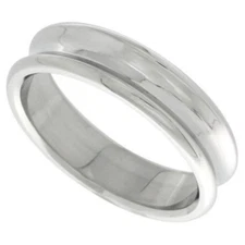 6mm Stainless Steel Concaved Wedding Band Ring, High Polished Finish