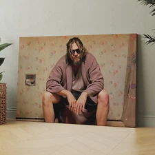 The Big Lebowski The Dude Toilet Scene Funny Bathroom Canvas Wall Art Print