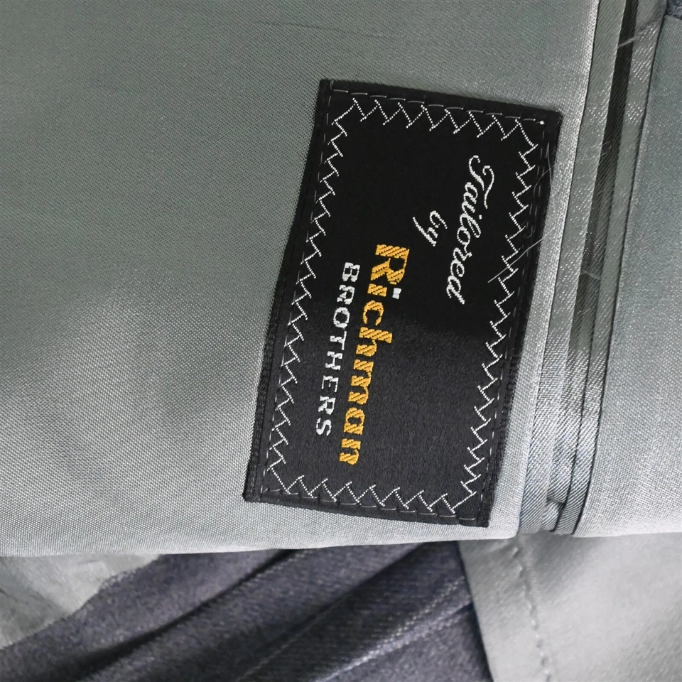 Vtg Mens 40L 34x34 Slim Gray Striped 3 Piece Vest Jacket Bootcut Pants Suit - Image 4 of 4