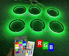 JHB PACK 6PCS 6.5" RGB Color Change 1/2"Spacer Car Subs Loud Speaker Ring Lights