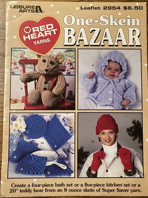 Leisure Arts Leaflet 2954 One Skein Bazaar, Red Heart Yarns, Crochet, Teddy Bear