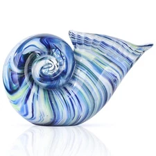DOVDOV Hand Blown Glass Shell Decoration, Art Glass Conch Sculpture, Colorful...