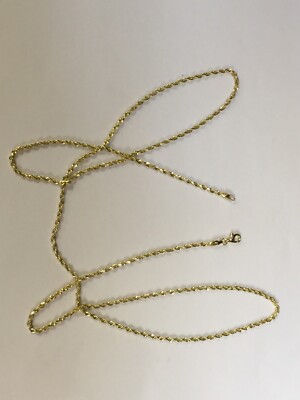 10k Gelbgold 16'' Massiv Diamantschliff Seil Anhänger Kette/Halskette 2mm 3 Gramm