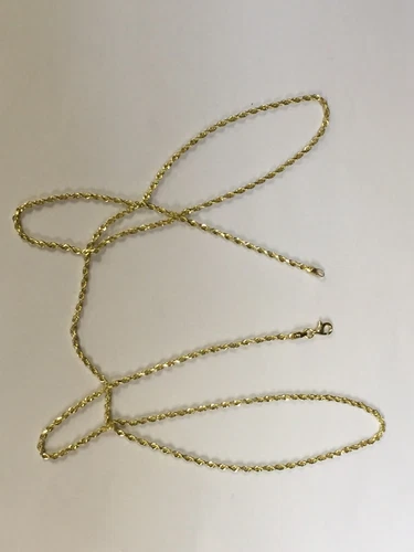 Catena/collana ciondolo corda taglio diamante massiccio 10 kt oro giallo 16" 2mm 3 grammi - Foto 1 di 1