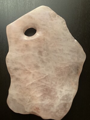 Free Form Hand Carved Natural Stone Rose Quartz Pendant 3-1/4 x 2-1/2  R3-J1 (13