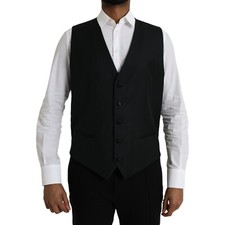 DOLCE & GABBANA Vest Black Wool Waistcoat Dress Formal Men IT54/US44/XL 800usd