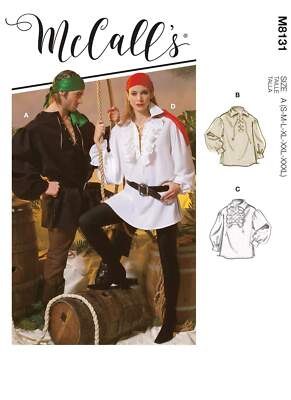 Schnittmuster McCalls 8131 unisex Piratenhemd mit Schnürung Gr. 32-50
