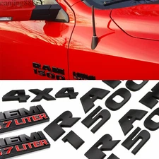 5PCS Emblems Letters Badges Fits for RAM 1500 HEMI 5.7LITER 4x4 Model Black Red