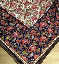 Square Fabric Tablecloth Navy Butterfly English Garden Royal Henley 56” Square