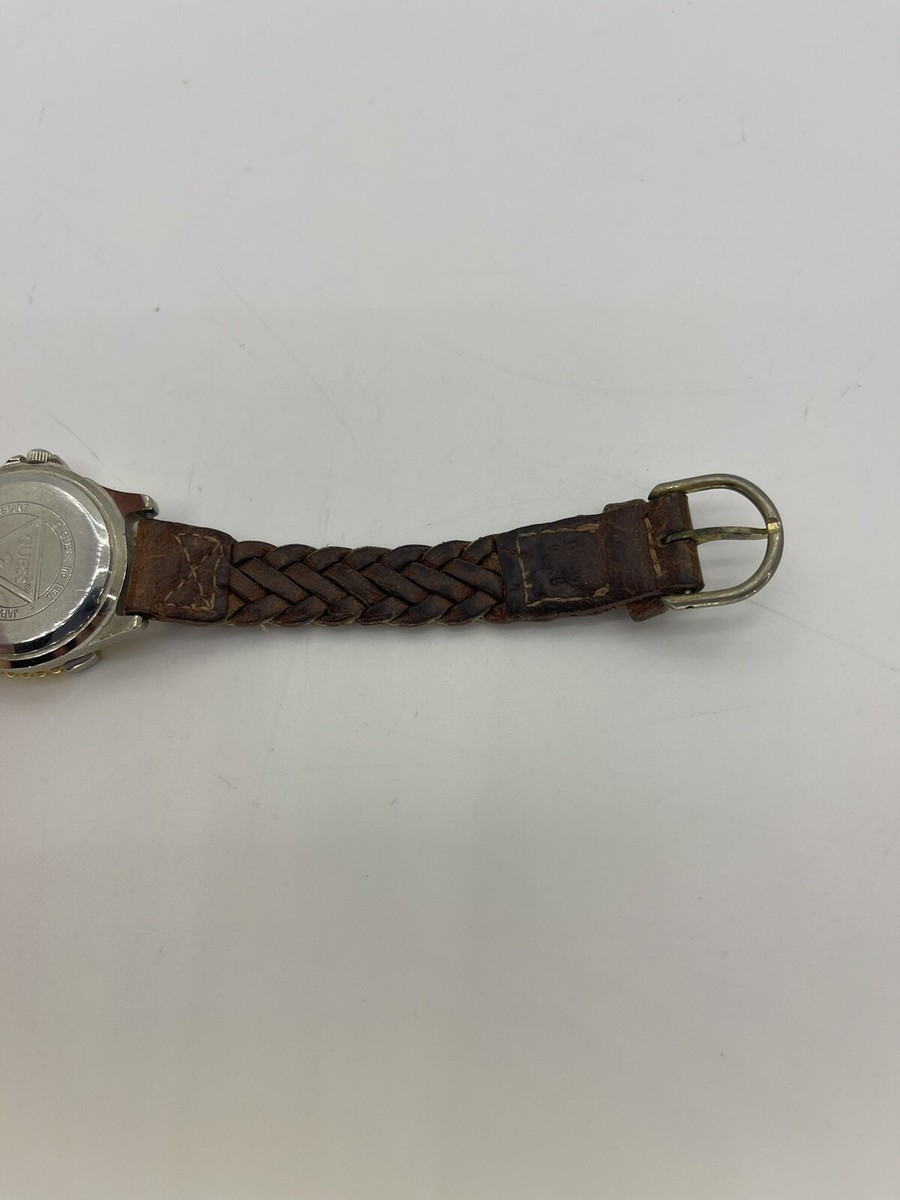 Vintage 1996 GUESS Women\'s Two-Tone Watch Brown Leather Braided Strap Japan Mvmt Vintage 1996 GUESS Women main image 2
