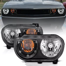 Headlights For 2008-2014 Dodge Challenger Headlamps Halogen Pair Left+Right Side