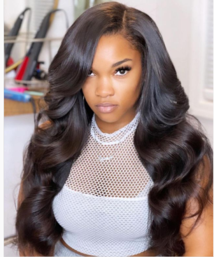 Long Body Wave Lace Front Wigs Black Synthetic Hair Wig Natural Looking Heat USA - Afbeelding 1 van 10