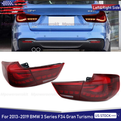 For 2013-2019 BMW 3 Series GT F34 LED GTS Tail Lights Rear Brake Lamps Red LH+RH