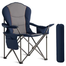 Oversized Heavy Duty Camping Chair - Portable Folding Chair with Cup Holder