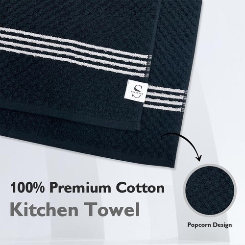 Cotton Kitchen Dish Towel Set of 5, 100% Cotton Dish Towels for Kitchen, Blac... - Picture 4 of 7