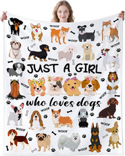 Cute Dog Blanket Bedding Soft Cozy Flannel Throw Blankets for Dog Lovers Funny P