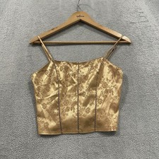 Vintage Victoria's Secret Pajama Lingerie Top Women XS Satin Gold Coquette Y2K