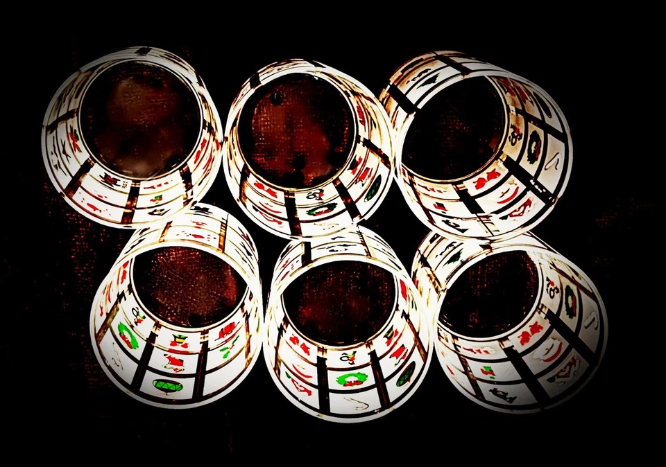 Six Vintage Culver 24K Christmas Old-Fashioned Glasses Santa Presents Tree - Image 4 of 4