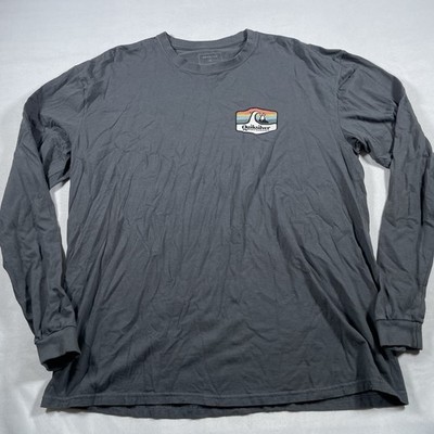 Quiksilver long sleeve tee shirt logo printed sleeve surfing ocean waves XL