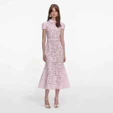 Self- portrait Women's Guipure Lace Midi Dress color Pink