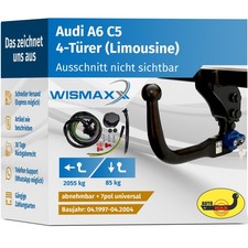 ANHÄNGERKUPPLUNG vert. abnehmbar für Audi A6 C5 4Tür 97-04 +7pol E-Satz ABE