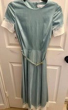 OSCAR de la RENTA Cotton Poplin BUTTERFLY BELT DRESS Seaglass SIZE 0