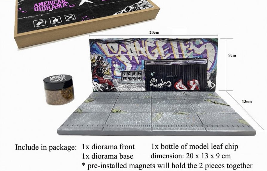 Diorama Street Art La Graffiti 2024 fond réaliste pour décorer une vitrine